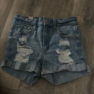 Aeropostale Blue Jean Shorts Distressed High-Waisted
